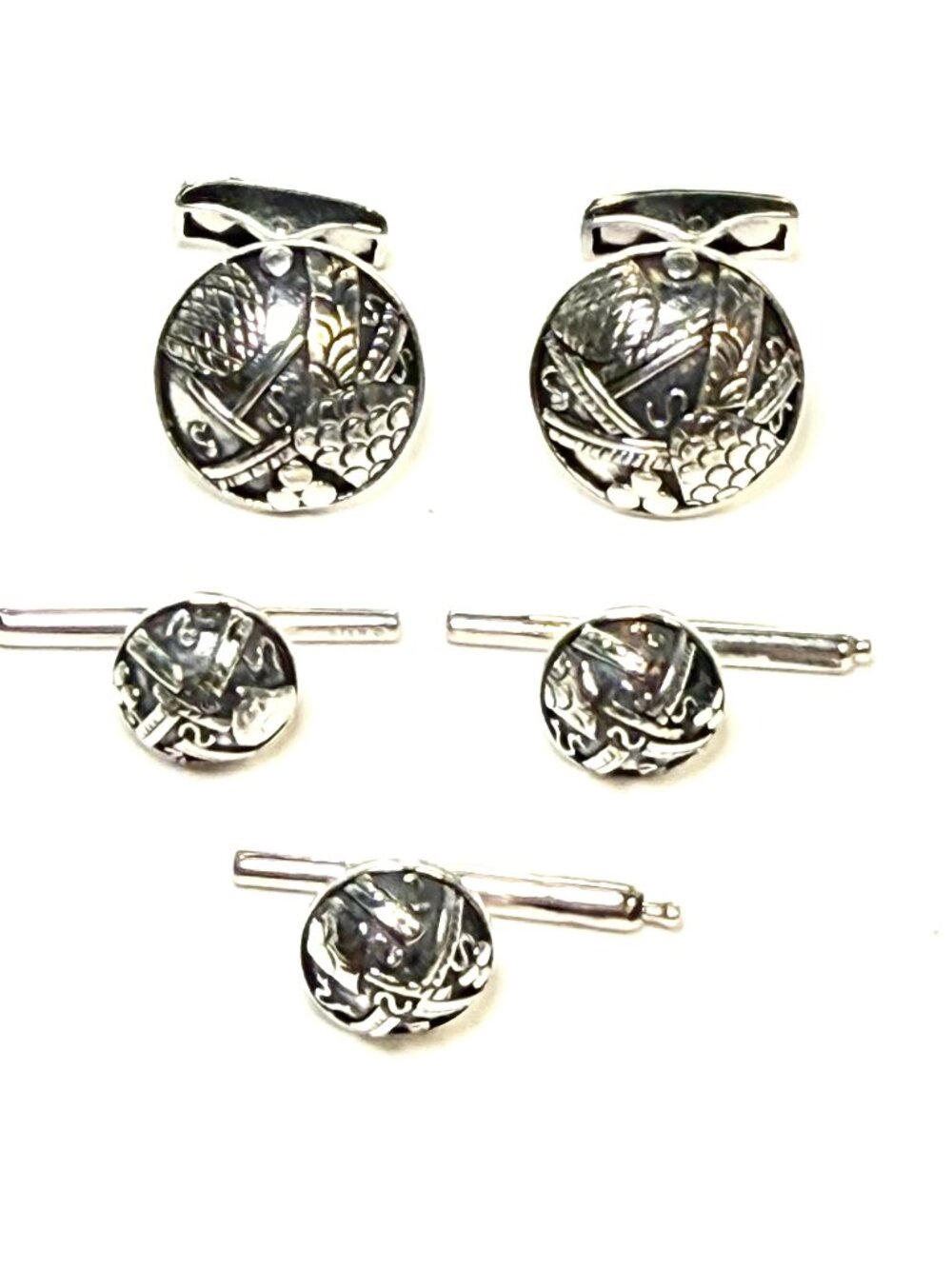 John Hardy Estate Tuxedo Stud & Cufflink Set Sterling Silver JH117